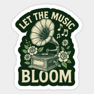 Let the Music Bloom. Dark Floral Vinyl Sticker